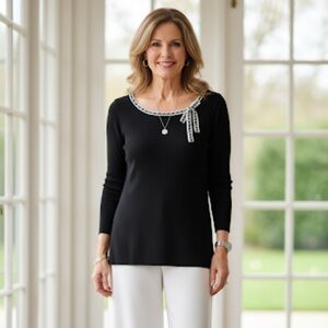 Collection B Black Top with White Accents